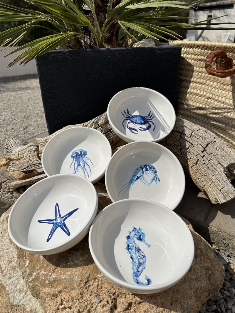 Keramik Flache Salatschalen Blau Weiß mit Motiv 💙