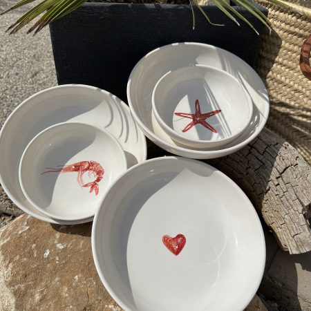 Keramik Salatschalen Rot/Weiß mit Motiv ❤️