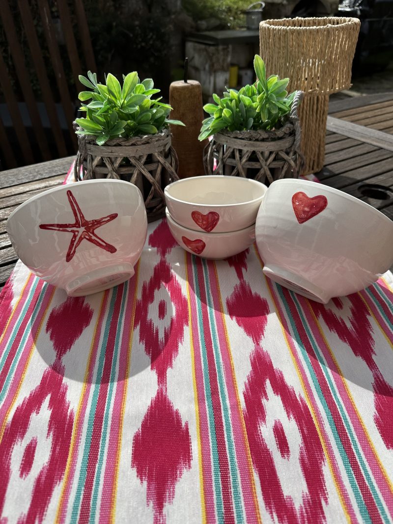 Keramik Salatschalen Rot/Weiß mit Motiv ❤️ – Bild 2