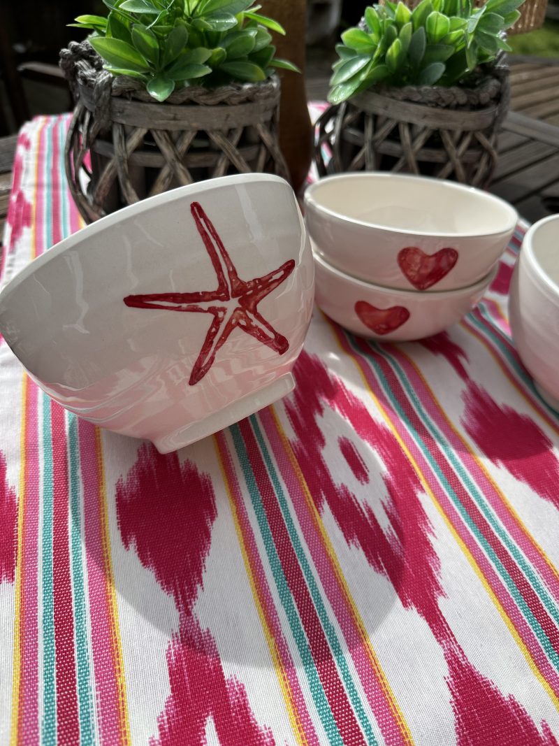 Keramik Salatschalen Rot/Weiß mit Motiv ❤️ – Bild 3