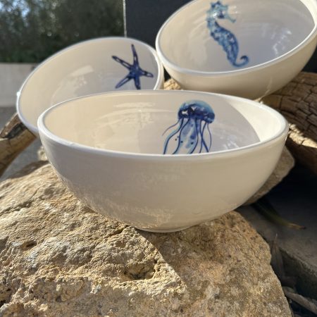 Keramik Hohe Schüsseln mit 🪼Motiv 💙