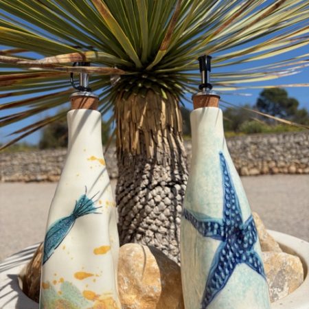 Keramik Olivenöl & Essig Spender Fisch & Seestern