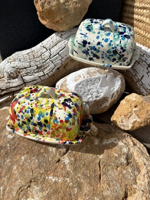 Mediterrane Keramik Butterdose - Konfetti Serie – Bild 4