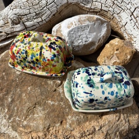 Mediterrane Keramik Butterdose - Konfetti Serie